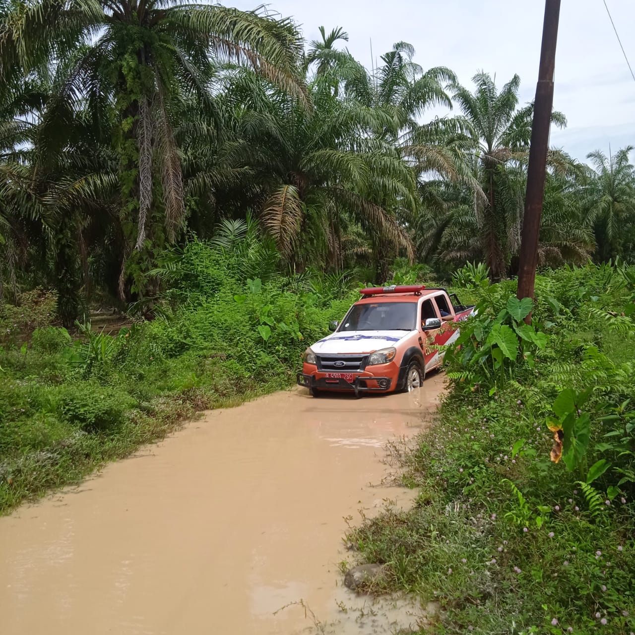 Banjir yang terjadi di Desa Bangun Sari