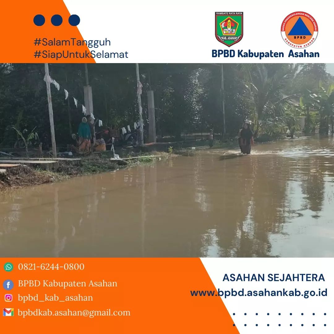 Tim Pusdalops BPBD Kabupaten Asahan meninjau lokasi banjir