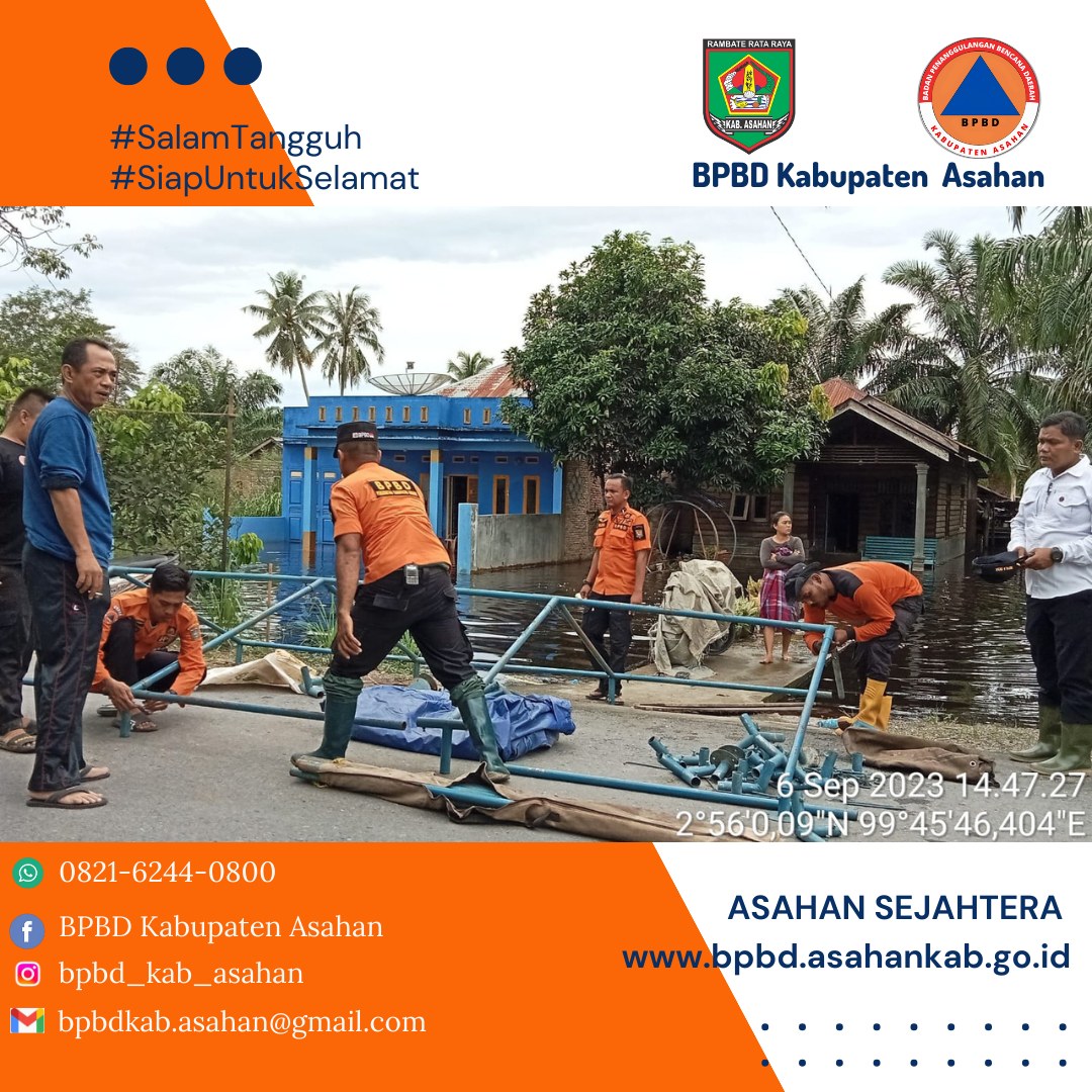 Tim Pusdalops BPBD Kabupaten Asahan mendirikan Tenda Pengungsi di Dusun VII dan Dusun XV Pasar Traktor Desa Sei Dua Hulu