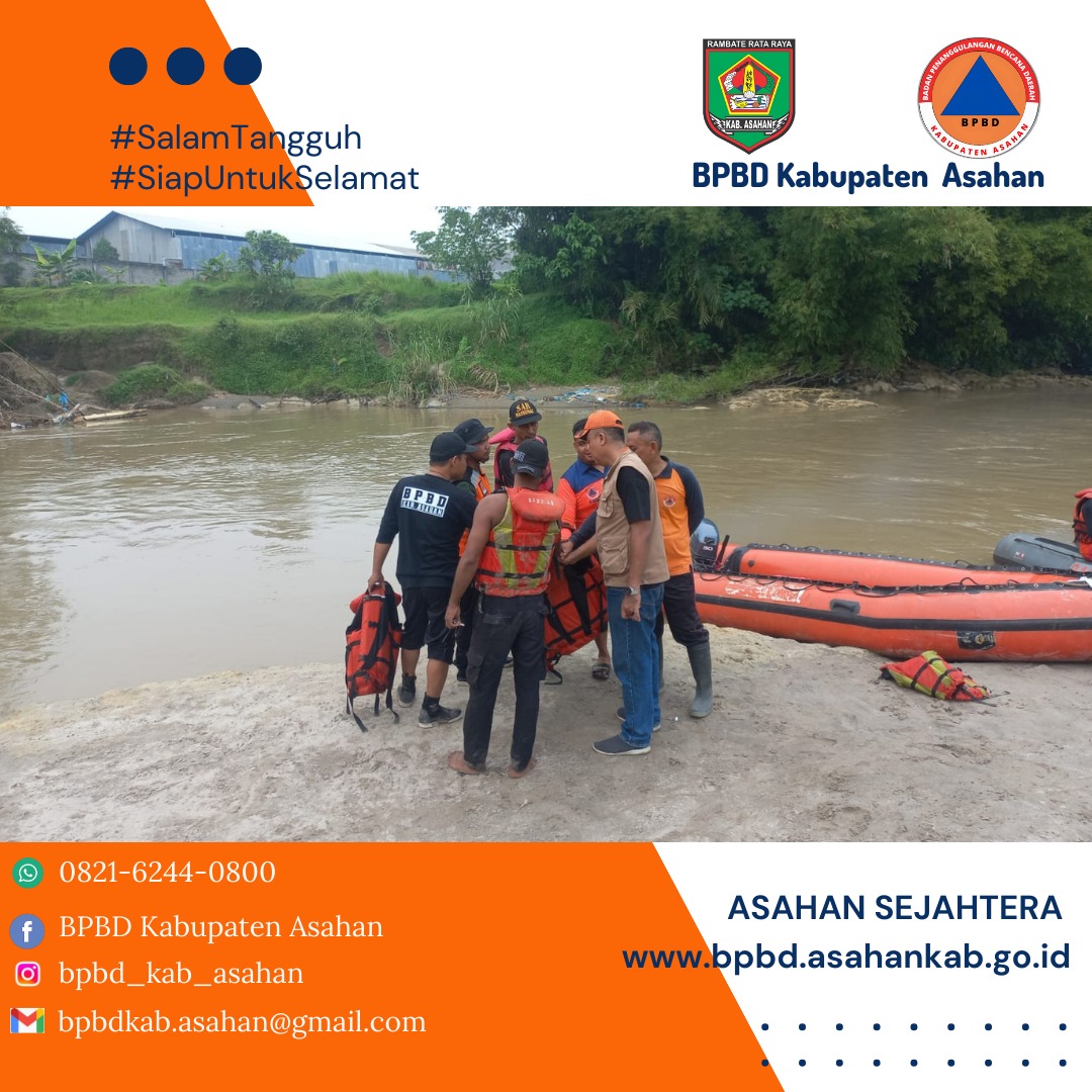 Pencarian Hari Kedua Kejadian Orang Hilang Tenggelam  di Aliran Sungai Silau Lingkungan I Kelurahan Kisaran Naga Kecamatan Kta Kisaran Timur d